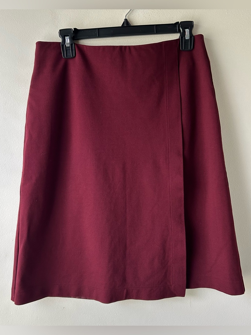 5 FOR $25 | Liz Claiborne Career Faux Wrap A-line Midi Skirt Maroon Burgundy 6
